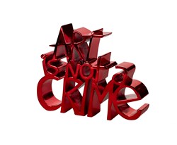 Art Is Not A Crime (Red) by Mr. Brainwash - Chrome Plated Resin Sculpture sized 8x6 inches. Available from Whitewall Galleries